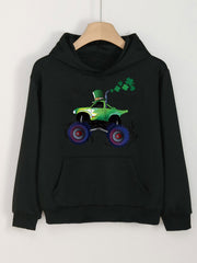 Clover Truck Graphic Hoodie For Girls Spring Fall Sports St Patrick's
