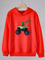 Clover Truck Graphic Hoodie For Girls Spring Fall Sports St Patrick's