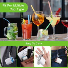 4pcs Silicone Straws Set w/ Brush, Box, Hook & Collapsible Straw