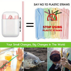 4pcs Silicone Straws Set w/ Brush, Box, Hook & Collapsible Straw
