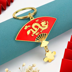 Dragon Fan Metal Keychain Bag Purse Pendant Decoration