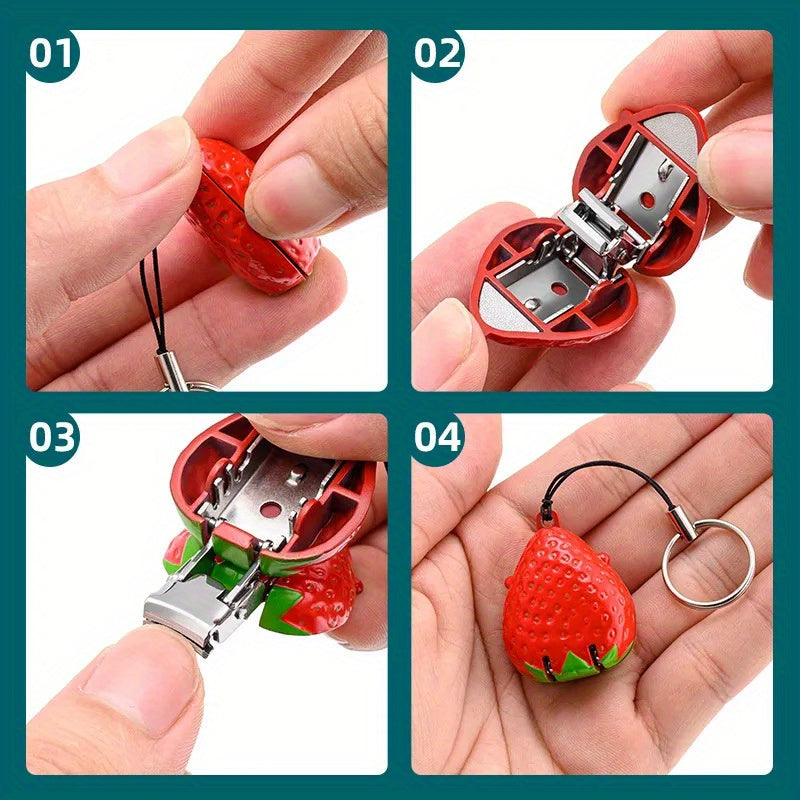 Strawberry Shape Nail Clipper Keychain Stainless Steel Scissor Keyring