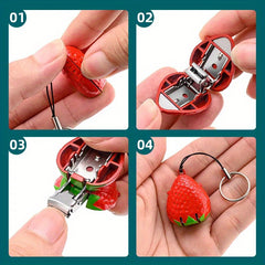 Strawberry Shape Nail Clipper Keychain Stainless Steel Scissor Keyring