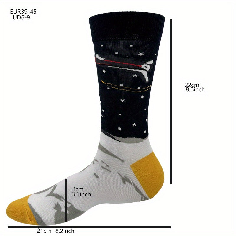 2pk Cartoon Print Stripe Athletic Socks