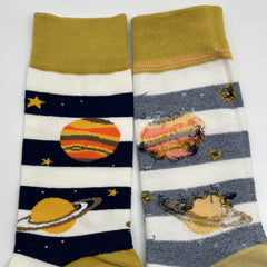 2pk Cartoon Print Stripe Athletic Socks