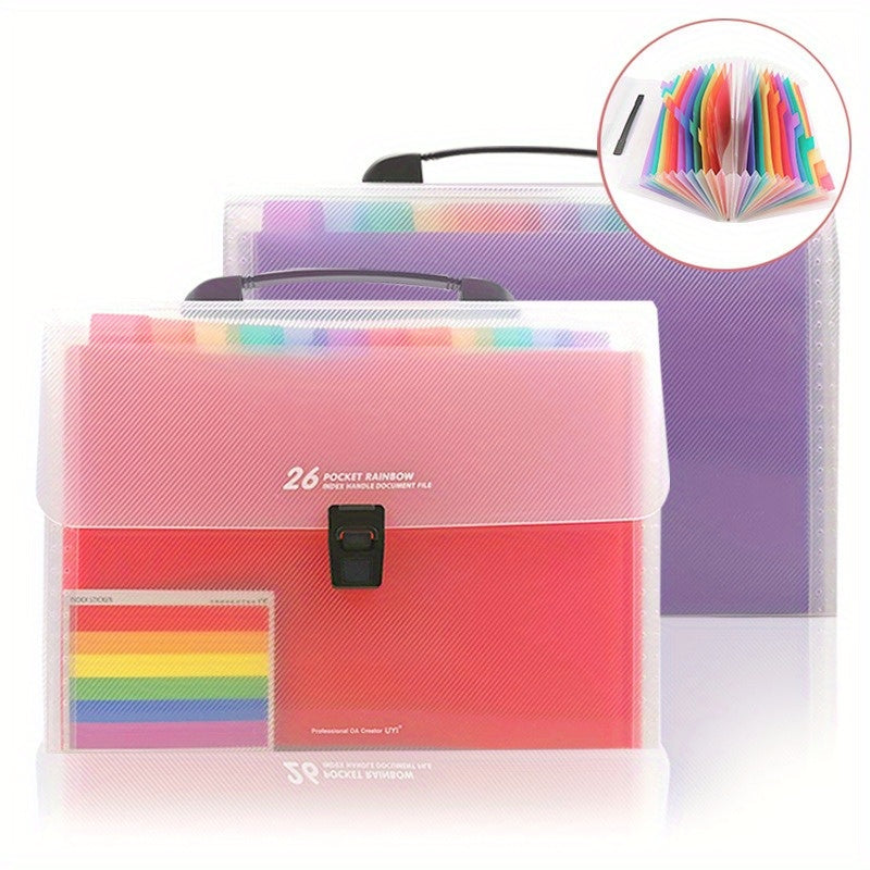 A4 Rainbow Portable Organization 26 Layers File Storage Bag Folder