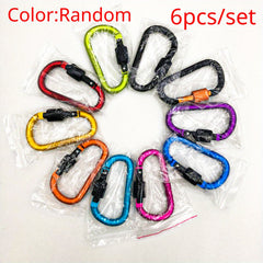 6pcs Aluminum Alloy D Ring Lock Carabiner Hooks for Camping