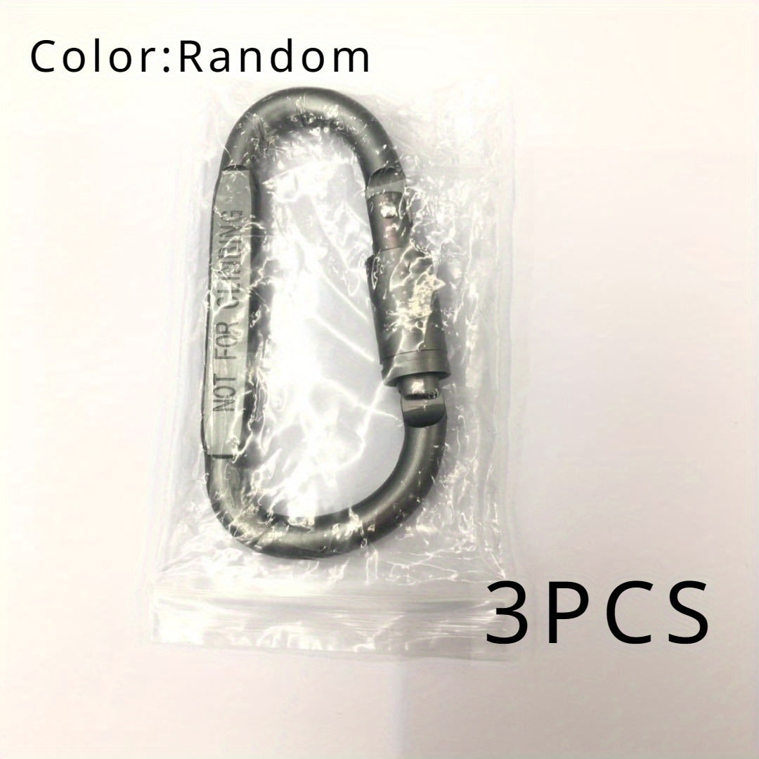 3pcs D-shaped Buckle With Lock Aluminum Alloy for Outdoor Camping Hiking