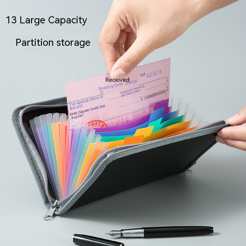 A6 Mini Organ Bag Rainbow Edge Zipper Organ Clip