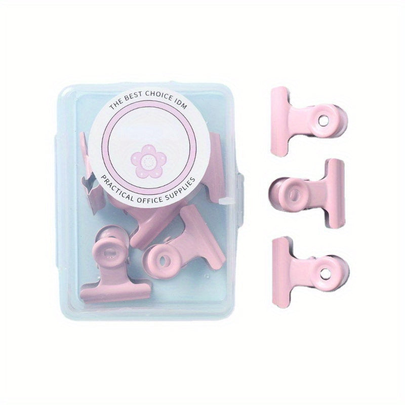 8pcs Macaron Round Head Clip Small Fresh Metal Binding Clip Boxed Dovetail Clip