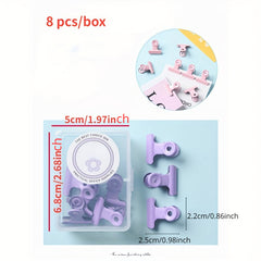 8pcs Macaron Round Head Clip Small Fresh Metal Binding Clip Boxed Dovetail Clip