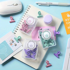 8pcs Macaron Round Head Clip Small Fresh Metal Binding Clip Boxed Dovetail Clip