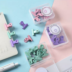 8pcs Macaron Round Head Clip Small Fresh Metal Binding Clip Boxed Dovetail Clip