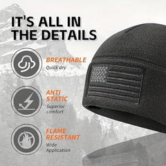 USA Flag Fleece Beanie Winter Skull Cap