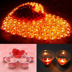 50pcs Heart Shaped Smokeless Candles for Romantic Occasions