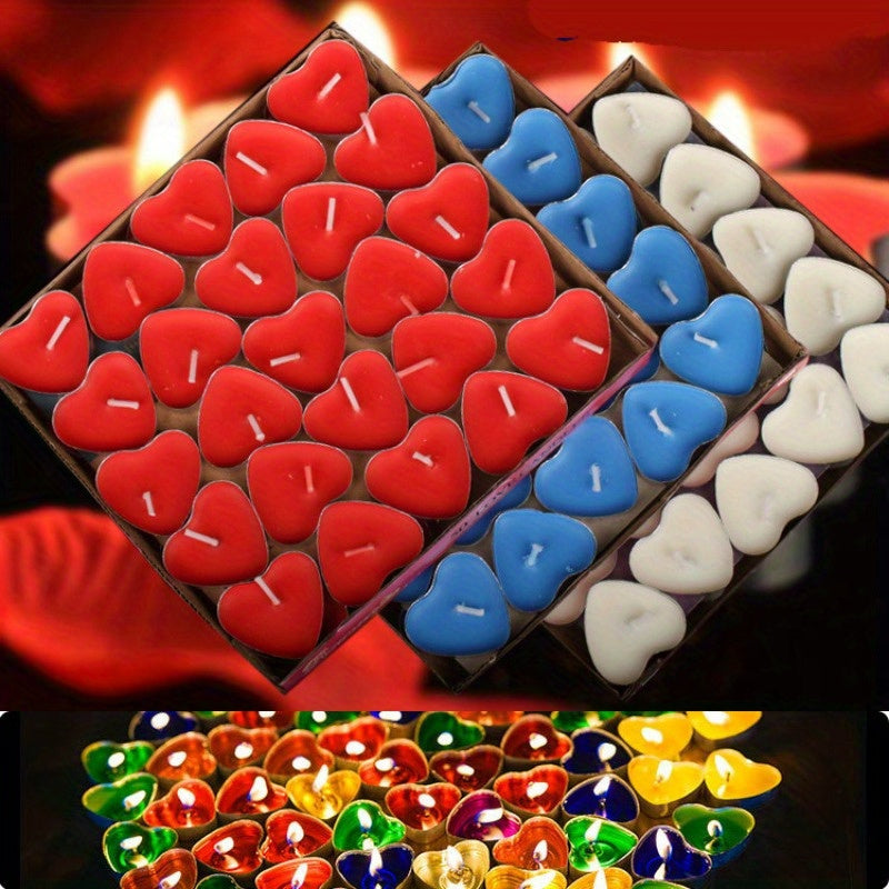 50pcs Heart Shaped Smokeless Candles for Romantic Occasions
