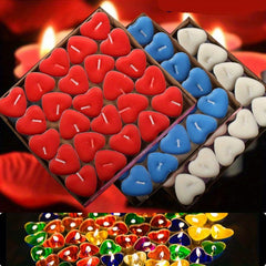 50pcs Heart Shaped Smokeless Candles for Romantic Occasions