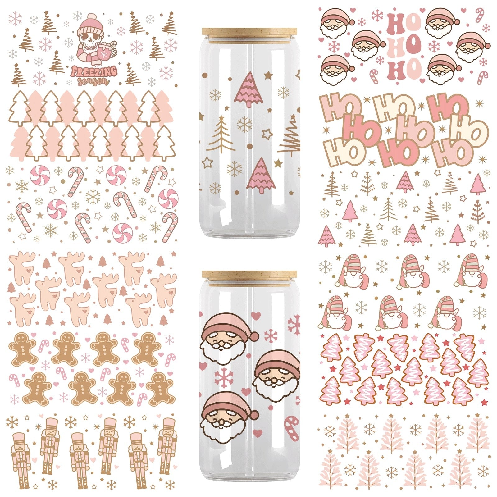 Christmas UV DTF Transfer Sticker Santa Gingerbread Rub On Transfer Sticke