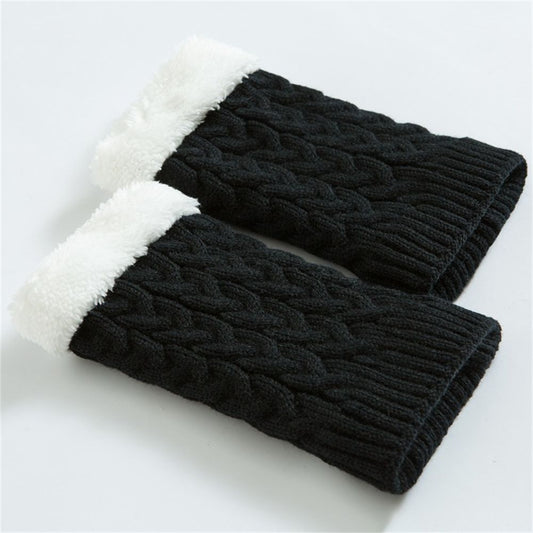 Winter Braided Knitting Leg Warmer Fleece lined Crochet Boot Cuff Covers