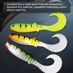 10pcs Curved Tail Soft Baits Fishing Tackle