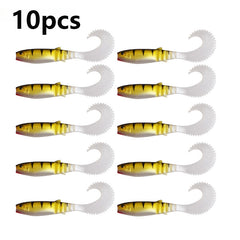 10pcs Curved Tail Soft Baits Fishing Tackle
