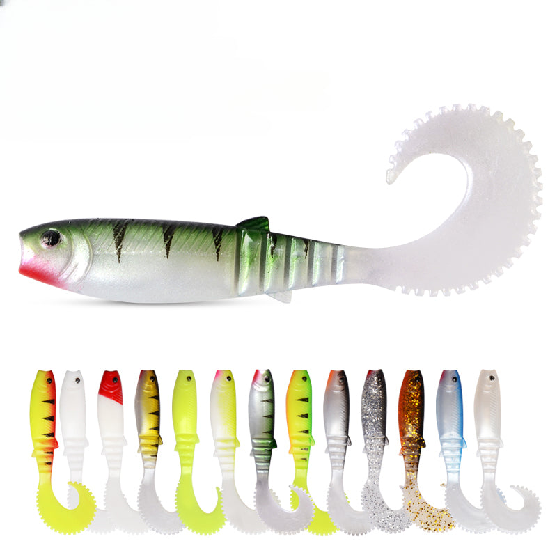 10pcs Curved Tail Soft Baits Fishing Tackle