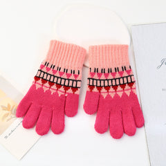 Warm Knitted Gloves for Kids, Full Finger Gloves, Ages 4-9