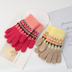 Warm Knitted Gloves for Kids, Full Finger Gloves, Ages 4-9