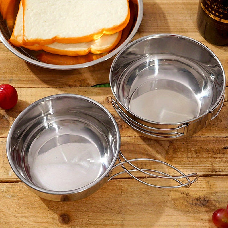 Stainless Steel Folding Bowl for Camping Portable Picnic Camping Bowl