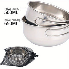 Stainless Steel Folding Bowl for Camping Portable Picnic Camping Bowl