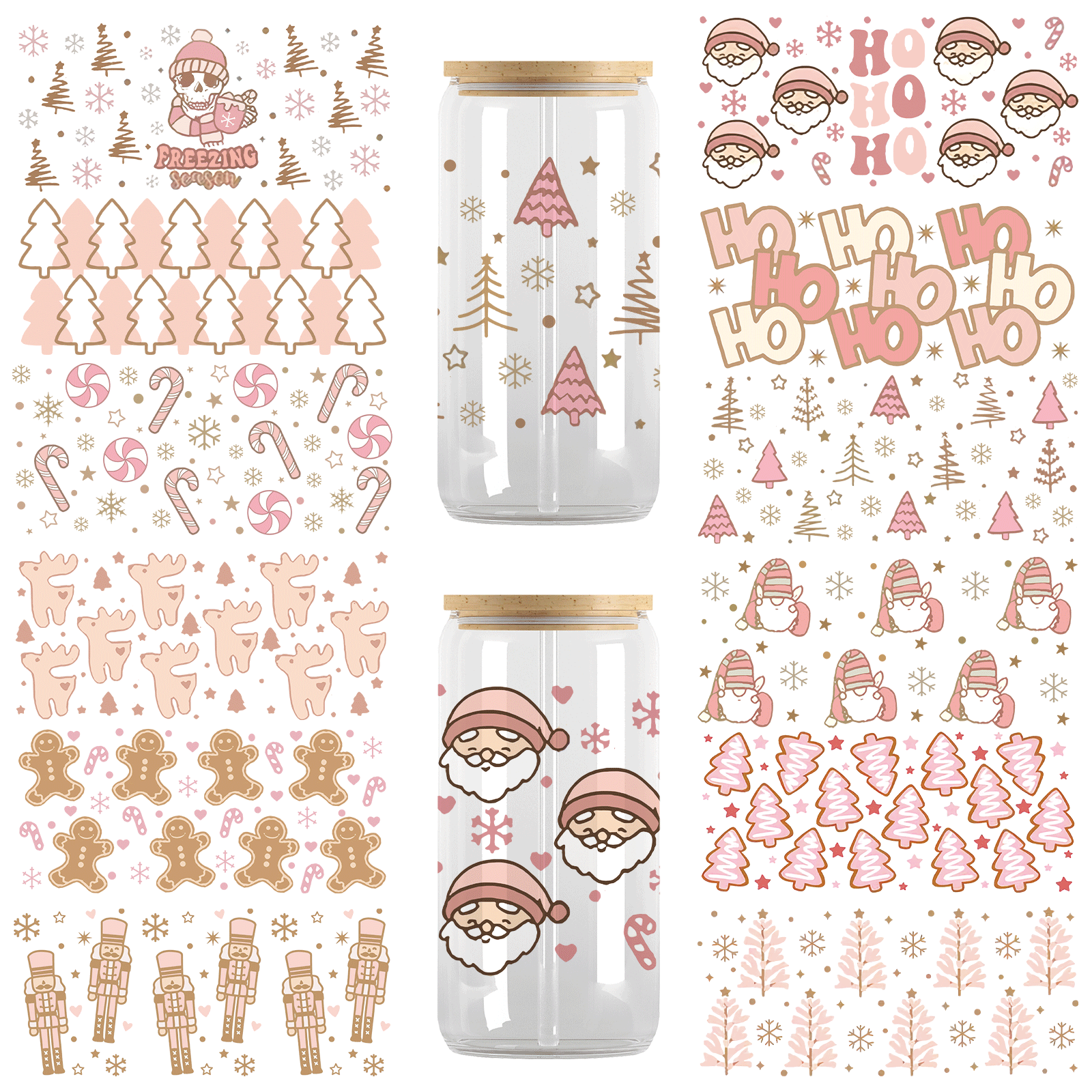Christmas UV DTF Transfer Sticker Santa Gingerbread Rub On Transfer Sticke