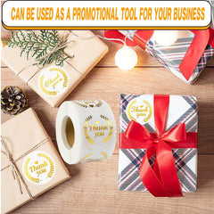 500 Thank You Stickers - Classic Font Designs - Golden Labels