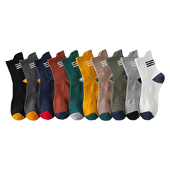 Men's Block Crew Socks Breathable Comfy Casual Unisex Outdoor Socks