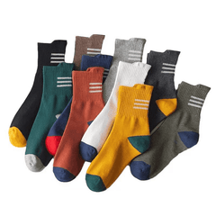 Men's Block Crew Socks Breathable Comfy Casual Unisex Outdoor Socks