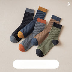 Men's Block Crew Socks Breathable Casual Unisex Socks