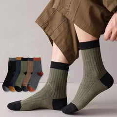 Men's Block Crew Socks Breathable Casual Unisex Socks