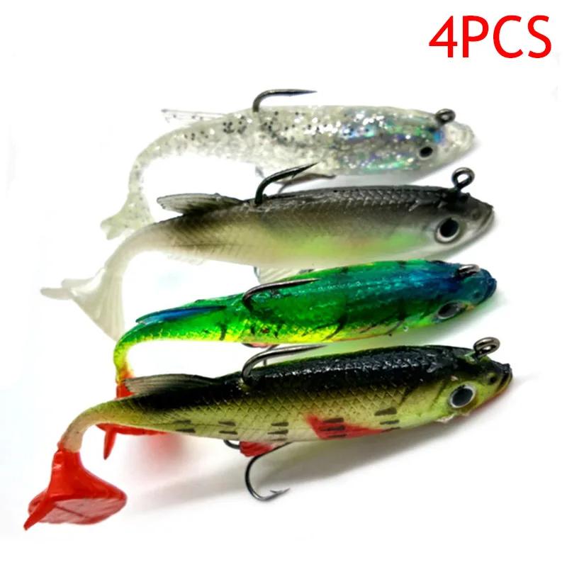 4pcs Bionic Soft Lure Paddle Tail Soft Bait Fishing Tackle