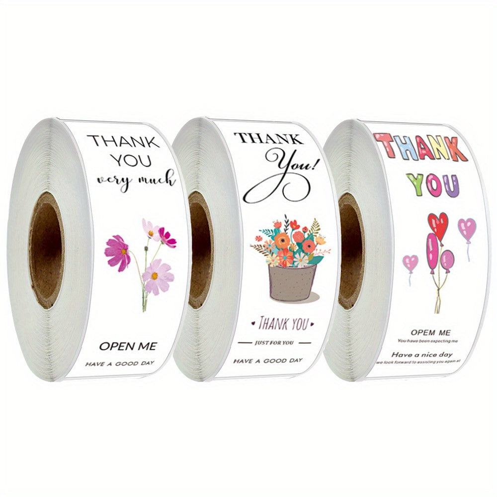120pcs Floral Thank You Stickers Bridal Shower Rose Wedding Favor Tag Stickers