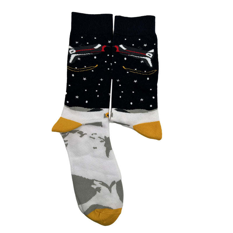 2pk Cartoon Print Stripe Athletic Socks