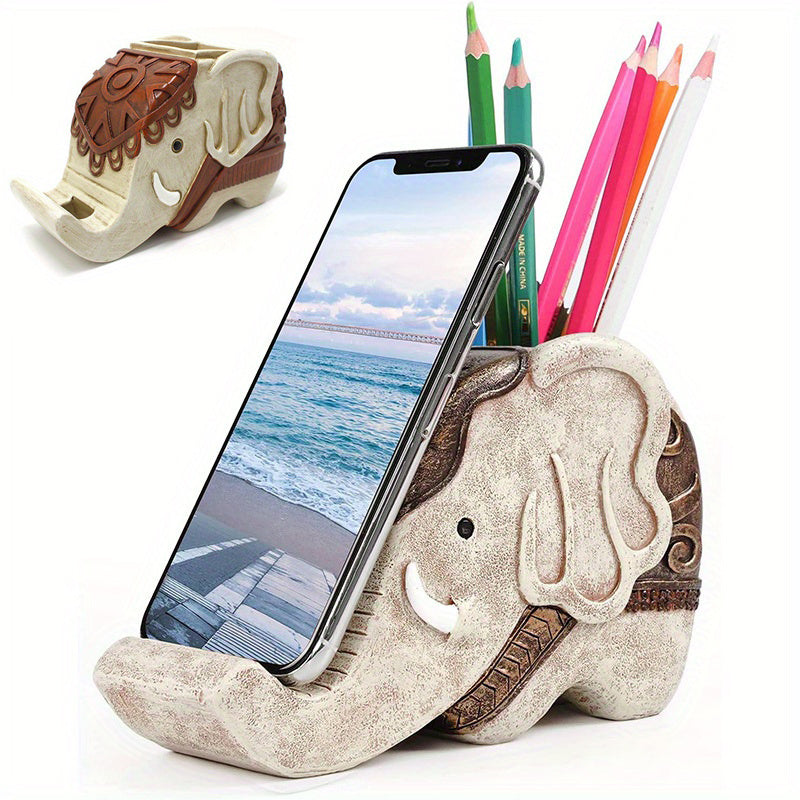 Elephant Pencil Holder with Phone Stand - Multifunctional Desk Organizer
