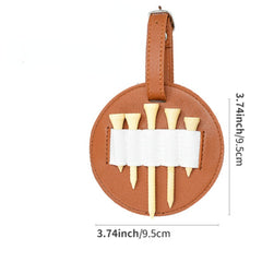 Golf Bag Tag With 10 Tees Set Ball Nail Storage Leather Case Ball Storage Bag