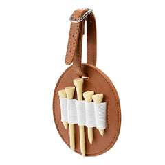Golf Bag Tag With 10 Tees Set Ball Nail Storage Leather Case Ball Storage Bag