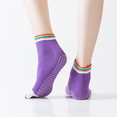 Rainbow Stripe Yoga Socks Five-Toe Split Socks Anti-Skid Gripper Socks