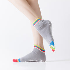 Rainbow Stripe Yoga Socks Five-Toe Split Socks Anti-Skid Gripper Socks