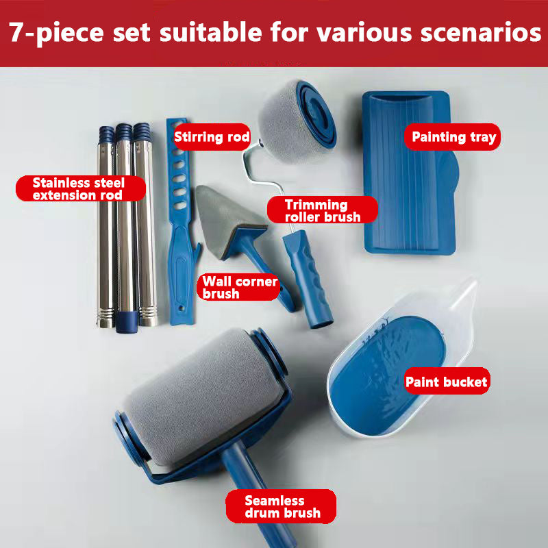 7pcs Seamless Sponge Drum Brushes for Wall Corner Paint Brushes