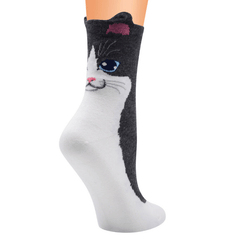 Teen's Kitten Pattern Knit Socks Soft Crew for Outdoor