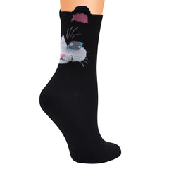 Teen's Kitten Pattern Knit Socks Soft Crew for Outdoor