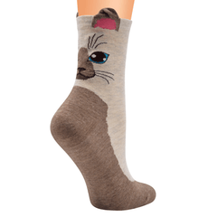 Teen's Kitten Pattern Knit Socks Soft Crew for Outdoor