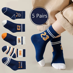 5 Pairs Kids Sports Socks Warm Autumn Winter Socks