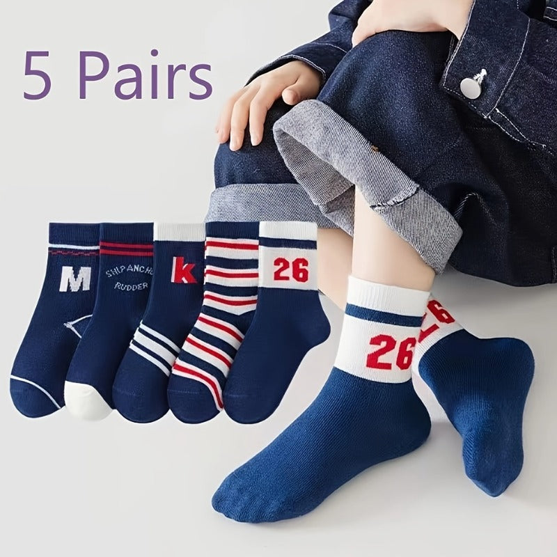 5 Pairs Kids Sports Socks Warm Autumn Winter Socks
